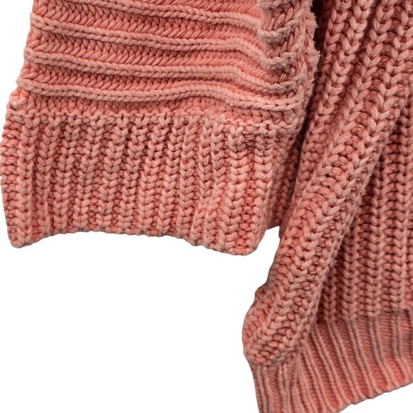 Maeve Anthropologie Sweater Womens Medium Pink Chunky Ribbed Knit Pullover Warm - Picture 4 of 9